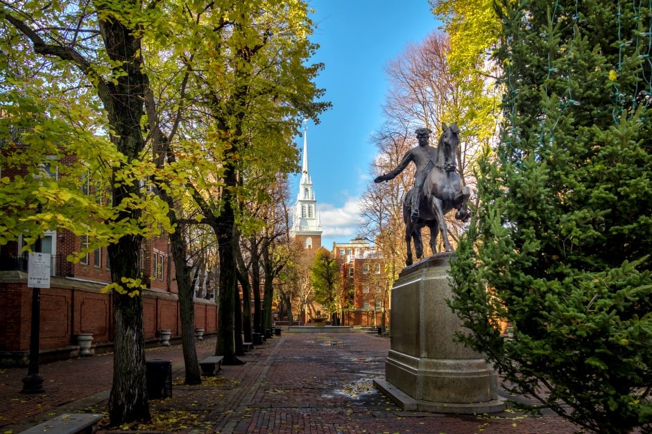 Paul Revere Statue and Old North Church