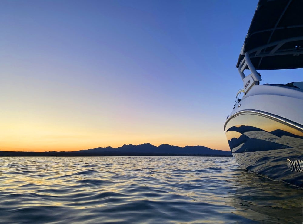 Lake Havasu sunset looking west toward California